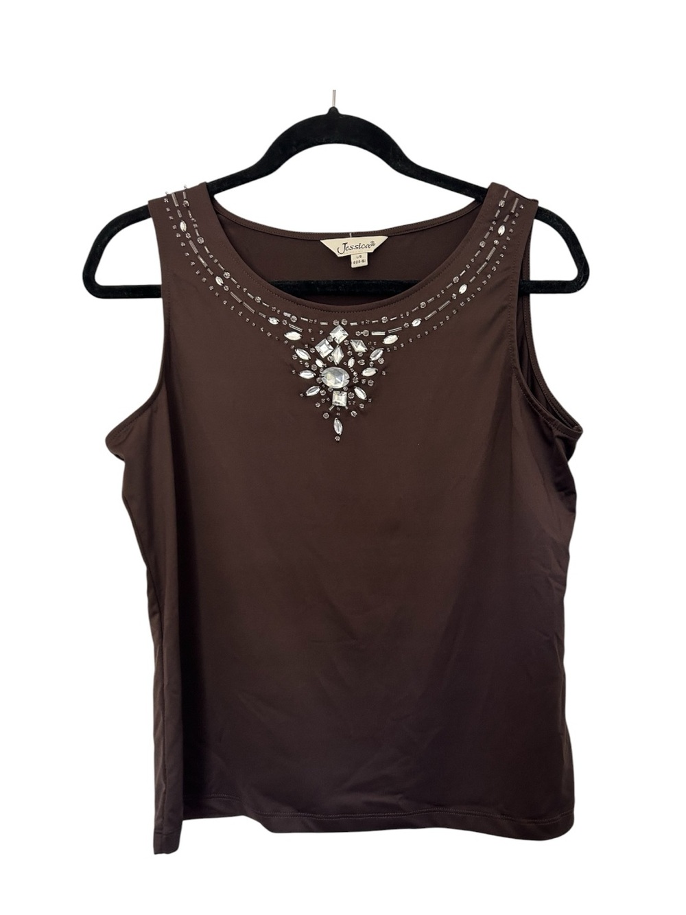 Jessica Brown Y2K Tank Top with Jeweled Neckline